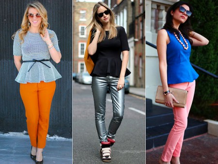 Peplum + calça colorida